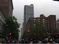 Still from Landmark Tower implosion